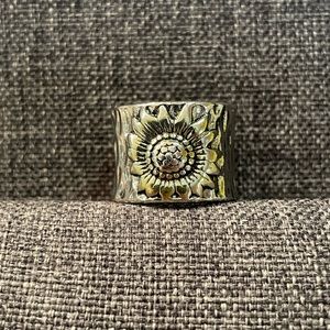 Wide Band Sunflower Ring